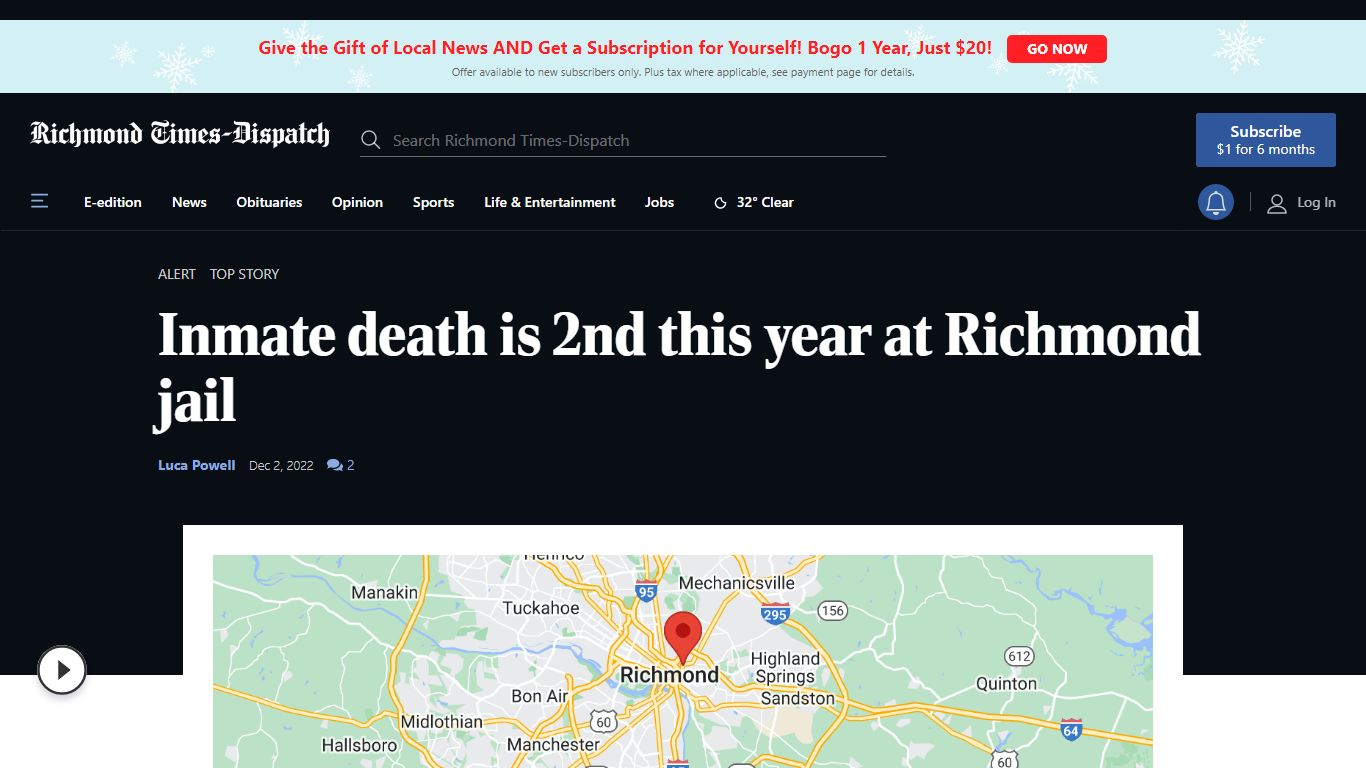 Inmate death is 2nd this year at Richmond jail - Richmond Times-Dispatch